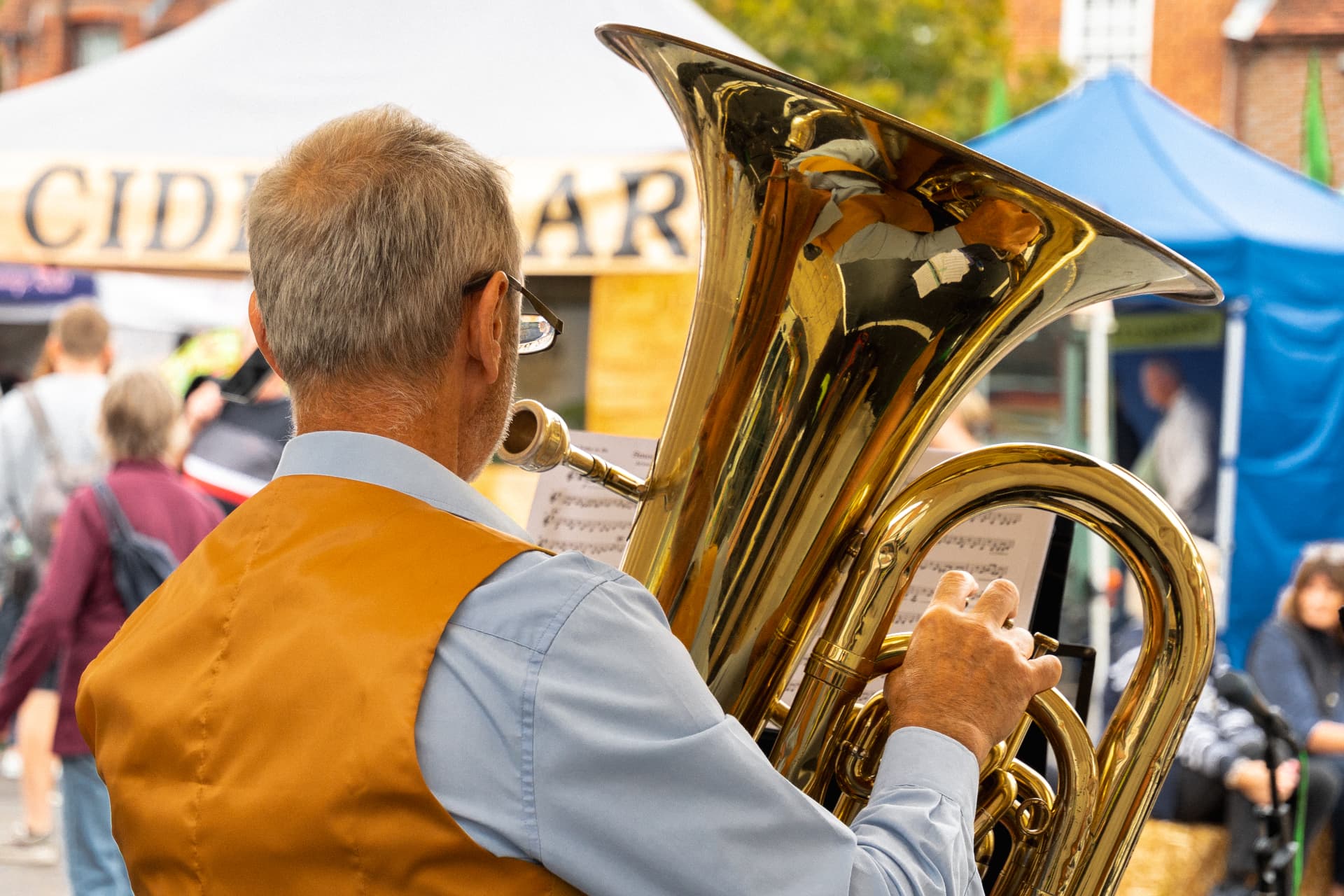 Tuba by the cider bar