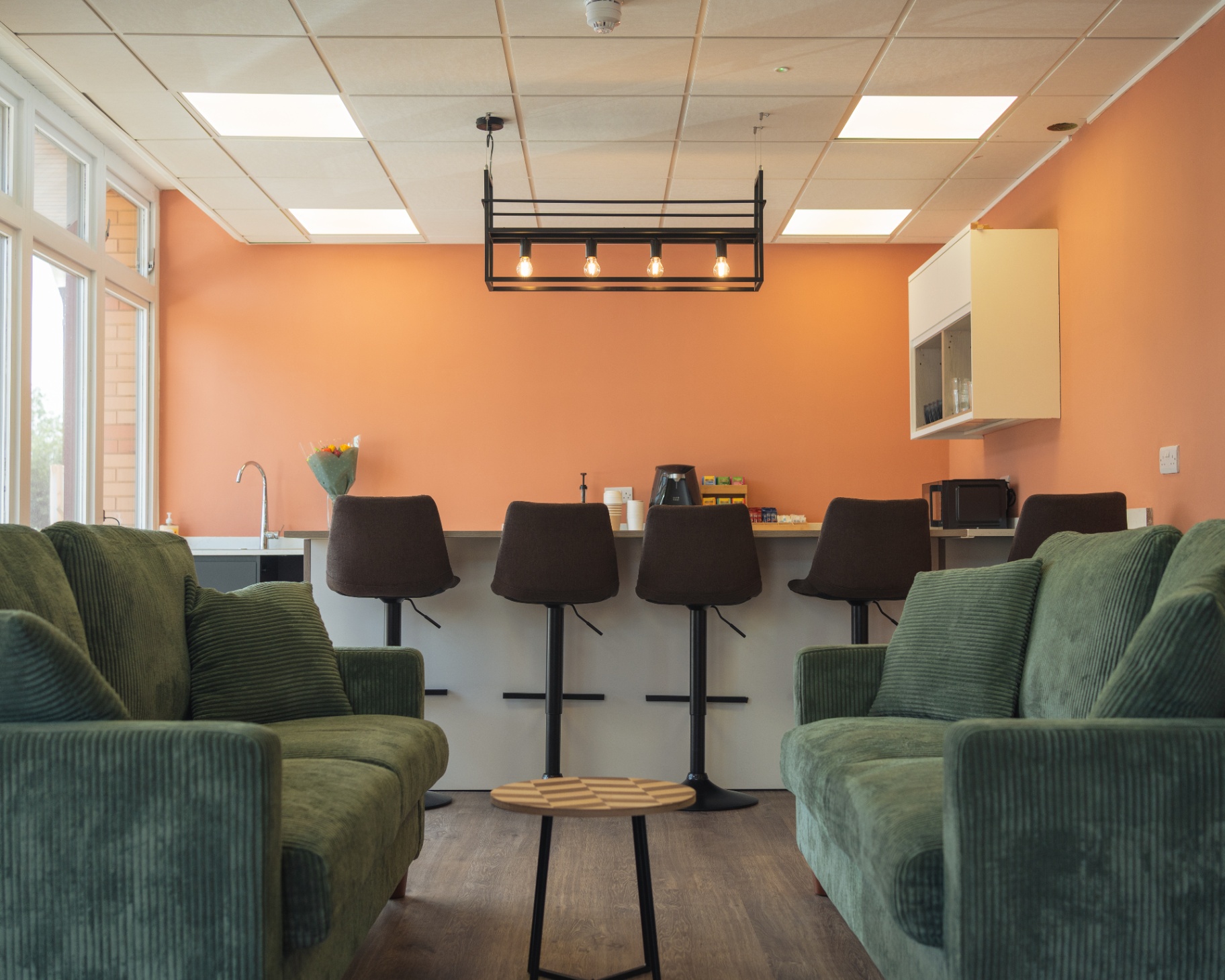 Café lounge — warm tones